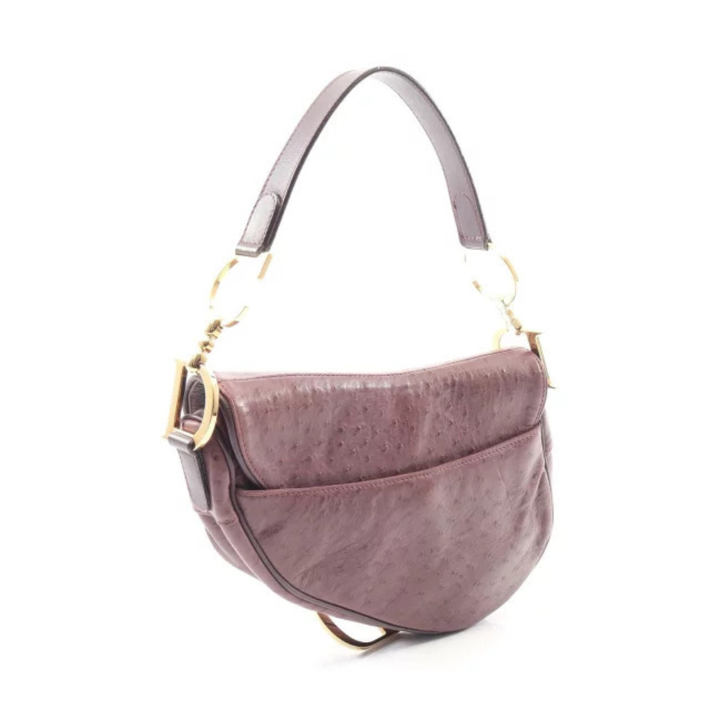 Dior Handbag Ostrich Bag Saddle Purple Leather